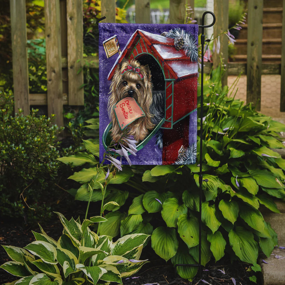 Yorkie Christmas Letter to Santa Garden Flag