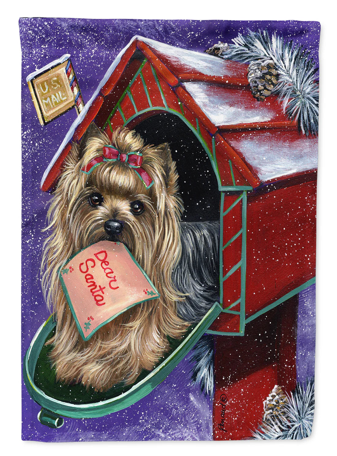 Yorkie Christmas Letter to Santa Garden Flag