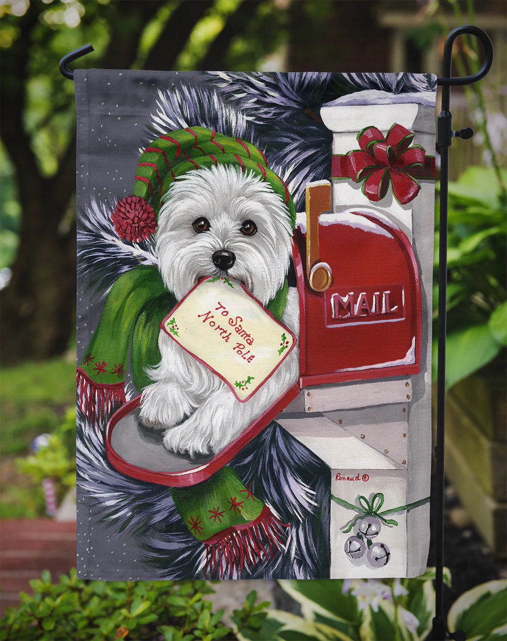 Westie Christmas Letter to Santa Garden Flag