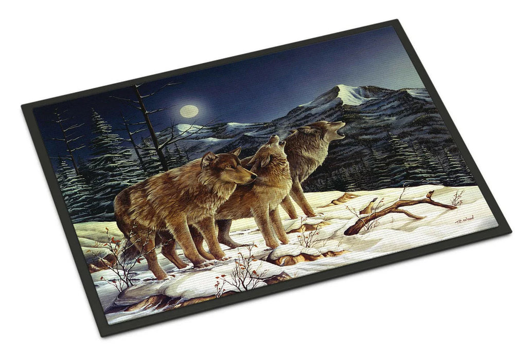 Wolf and moon door mat.