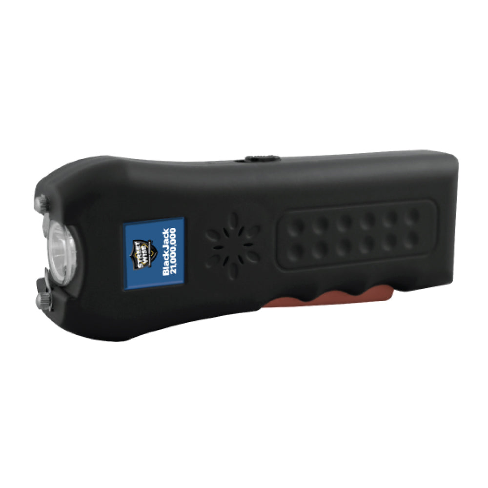 Stun Gun Rechargeable Streetwise 21,000,000 Volt w/ Flashlight 120dB Alarm Black Jack