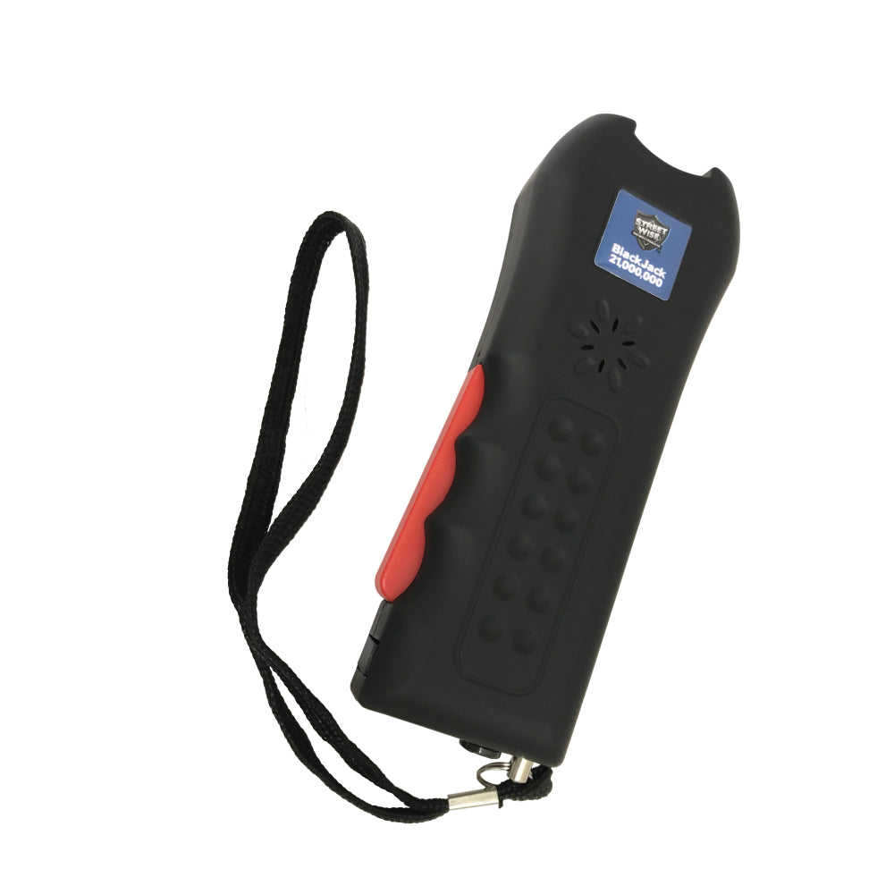 Stun Gun Rechargeable Streetwise 21,000,000 Volt w/ Flashlight 120dB Alarm Black Jack