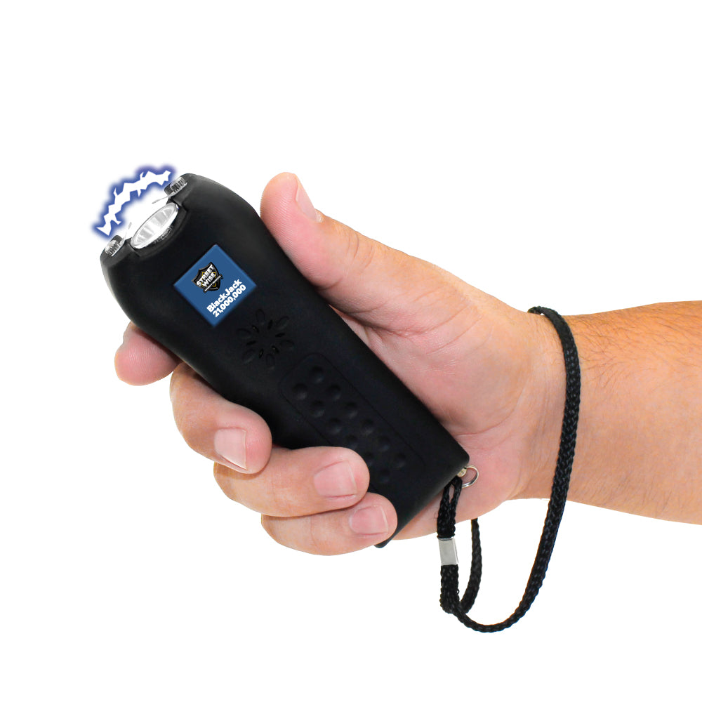 Stun Gun Rechargeable Streetwise 21,000,000 Volt w/ Flashlight 120dB Alarm Black Jack