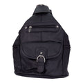 6 Pocket Leather Backpack Purse – Black