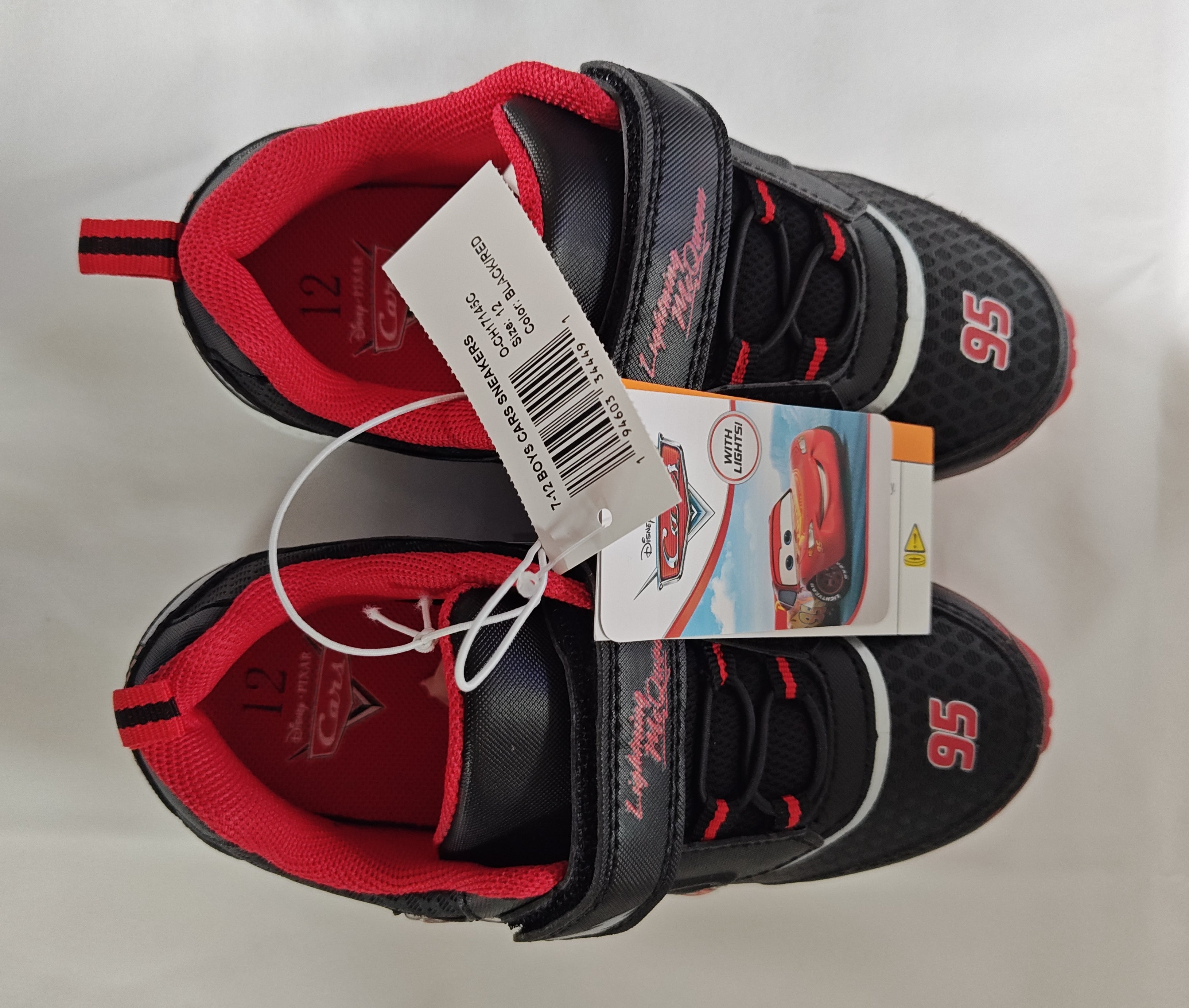 Disney Cars Boys Hook and Loop Light Up Sneakers. (Toddler/Little Kids) 7 - 12