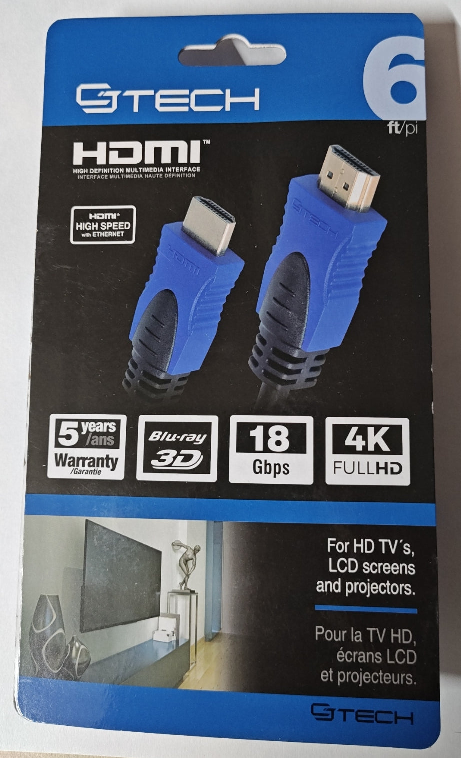CJ TECH 6ft High Speed HDMI Cable 4K Dolby True HD 18 GBPS 5 Year Warranty