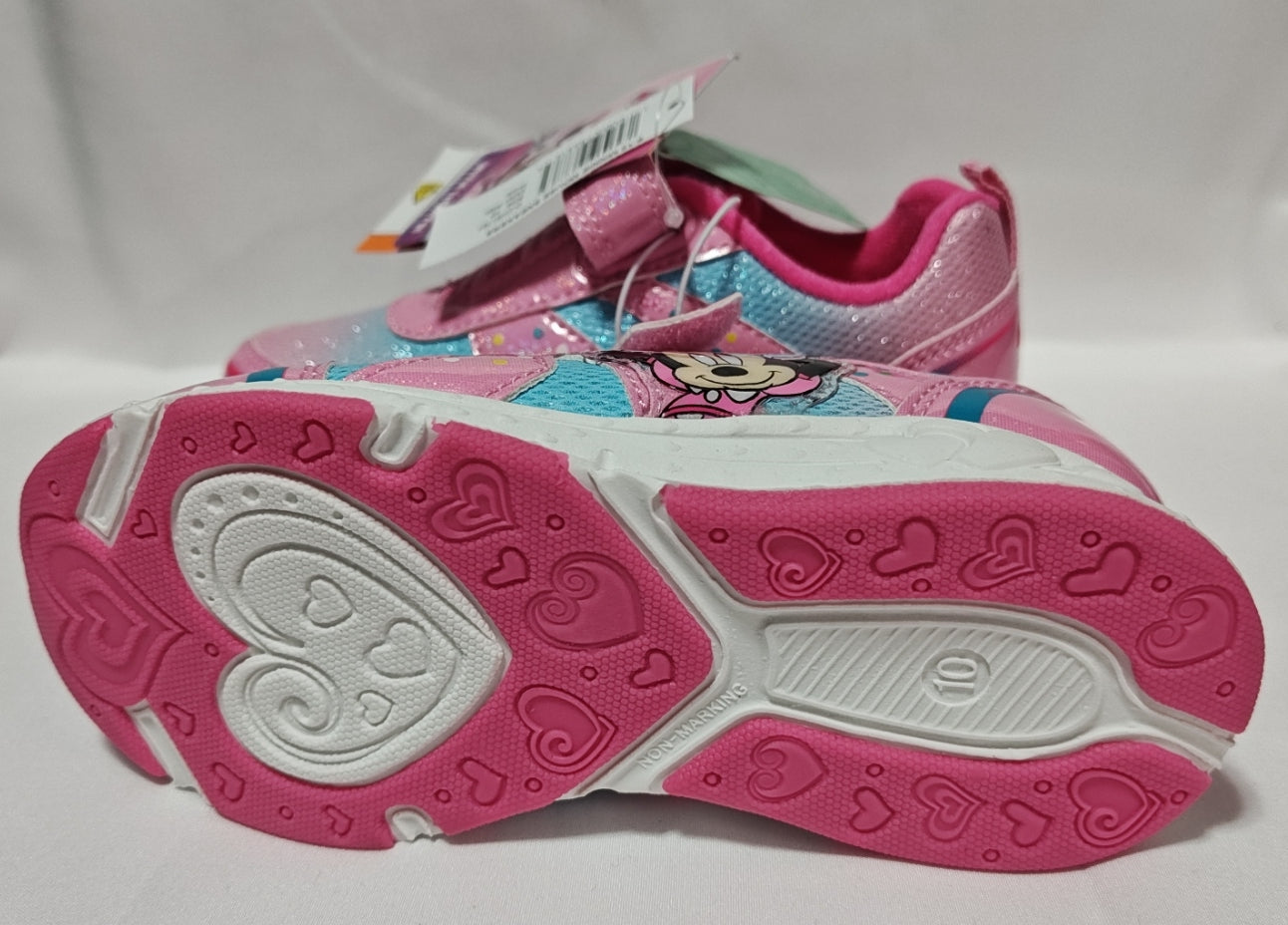 Disney Minnie Mouse Girls Light-Up Sneakers with Hook and Loop Closure CH91751