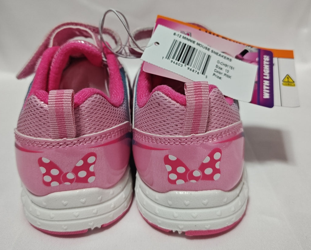Disney Minnie Mouse Girls Light-Up Sneakers with Hook and Loop Closure CH91751