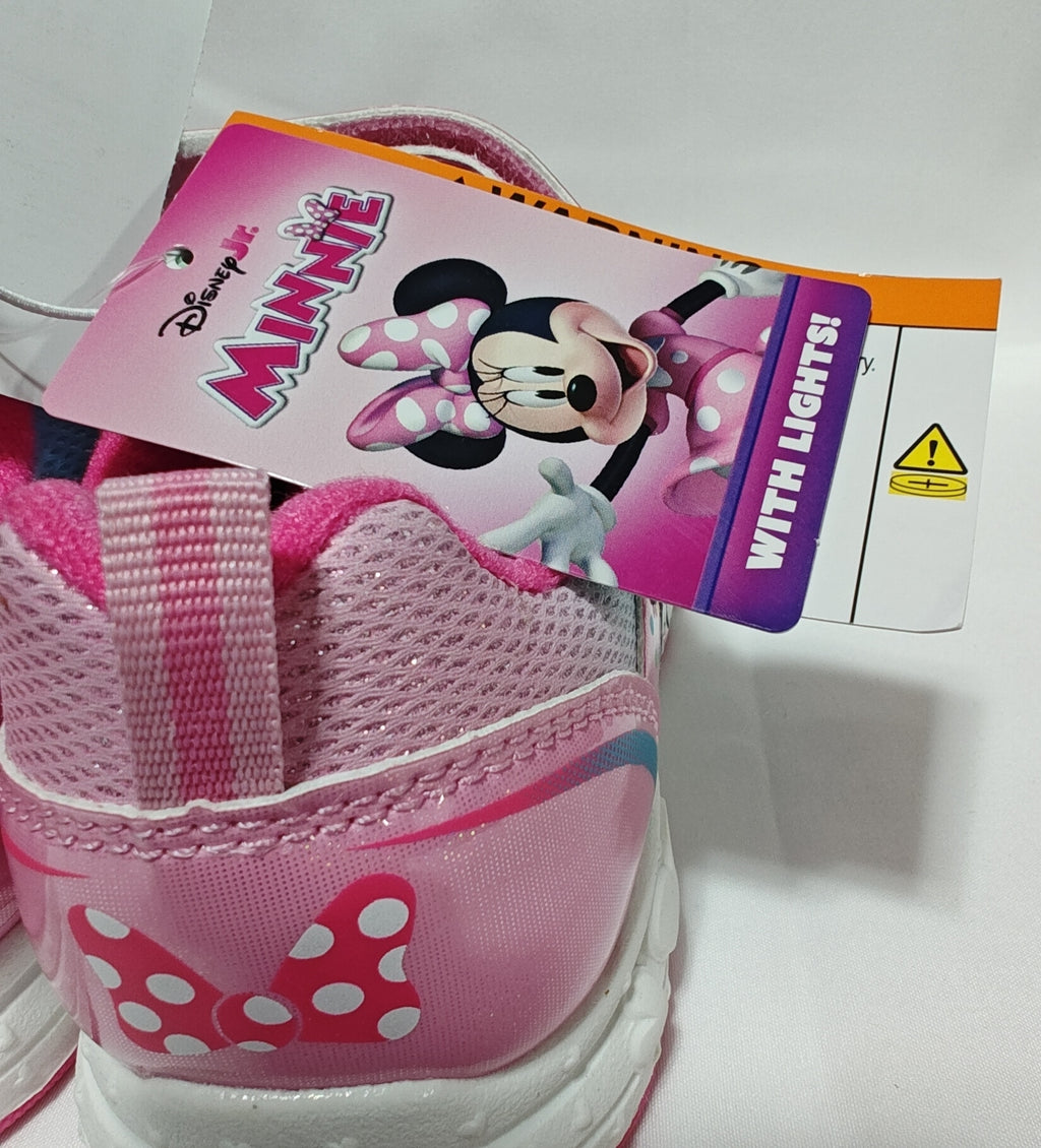 Disney Minnie Mouse Girls Light-Up Sneakers with Hook and Loop Closure CH91751