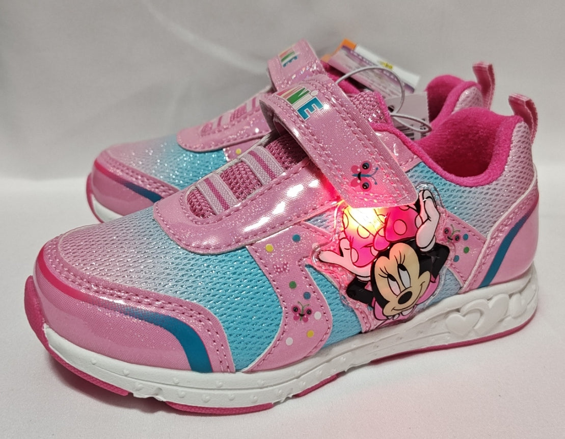 Disney Minnie Mouse Girls Light-Up Sneakers with Hook and Loop Closure CH91751