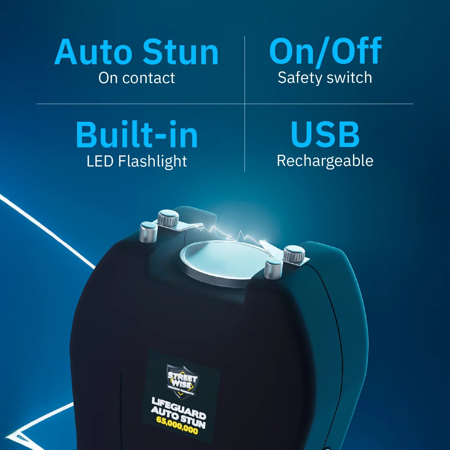 Lifeguard 65,000,000 Stun Gun w/ Auto Stun ALL NEW TECHNOLOGY Black Rechargeable