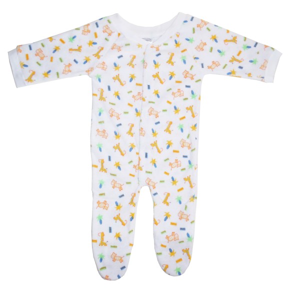 Terry Print "Sleep & Play Baby Grow" Closed-Toe Long Johns