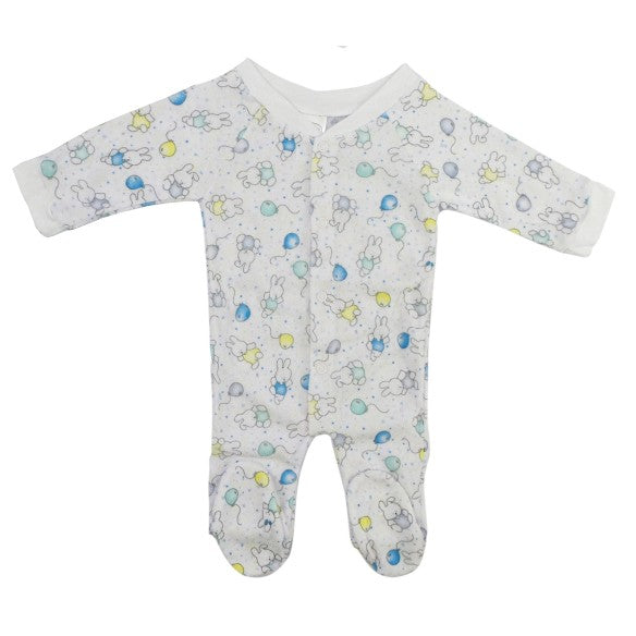 Terry Print "Sleep & Play Baby Grow" Closed-Toe Long Johns